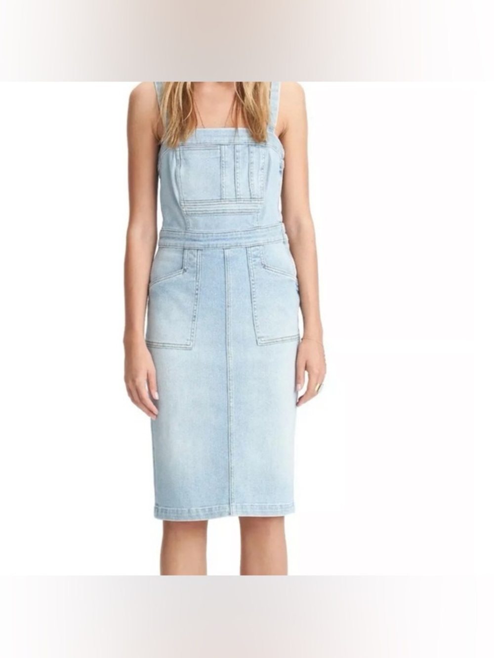 Mother Pocket Hustler Denim Overall Dress in the color when in Rome size 30 US 8 - Picture 2 of 16